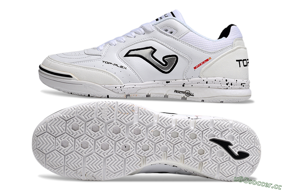 Men's Joma Top Flex IC Indoor & Futsal Low-Tops Football Shoes - White/Silver/Black 1