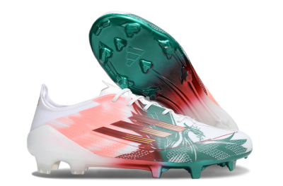 Unisex Adidas F50 Elite FG Firm Ground Low-Tops Football Boots - White/Green/Red