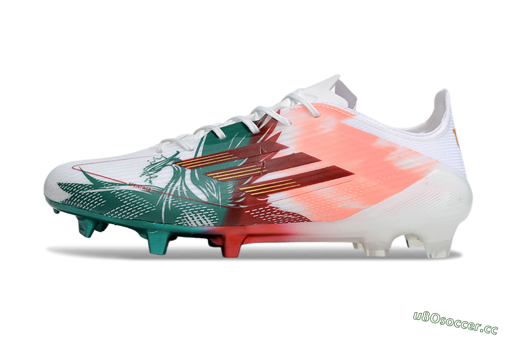 Unisex Adidas F50 Elite FG Firm Ground Low-Tops Football Boots - White/Green/Red 0