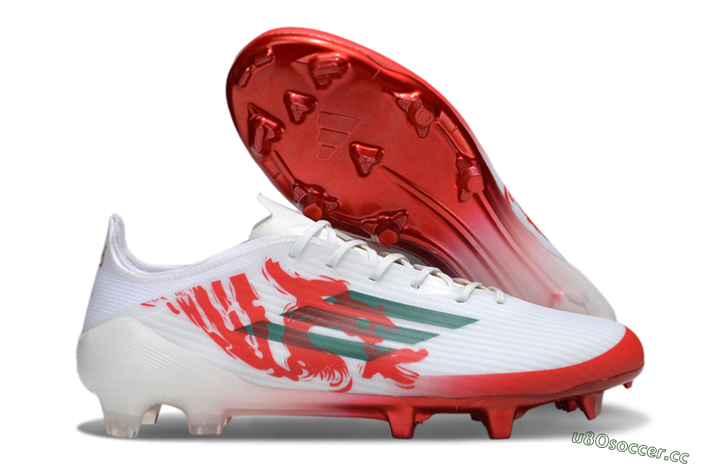 Unisex Adidas F50 Elite FG Firm Ground Low-Tops Football Boots - White/Green/Red 2
