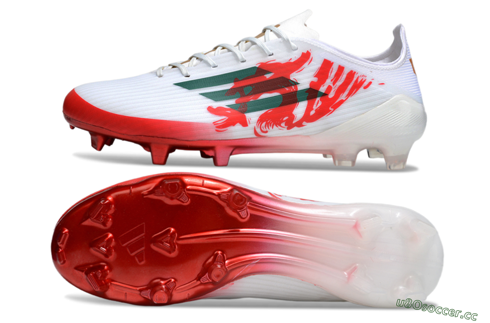 Unisex Adidas F50 Elite FG Firm Ground Low-Tops Football Boots - White/Green/Red 1