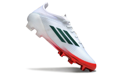 Unisex Adidas F50 Elite FG Firm Ground Low-Tops Football Boots - White/Green/Red