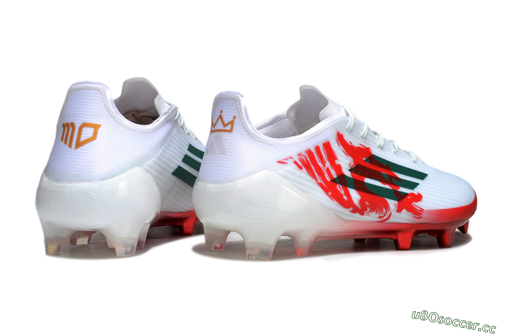 Unisex Adidas F50 Elite FG Firm Ground Low-Tops Football Boots - White/Green/Red 6