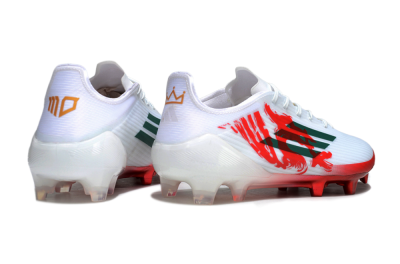 Unisex Adidas F50 Elite FG Firm Ground Low-Tops Football Boots - White/Green/Red