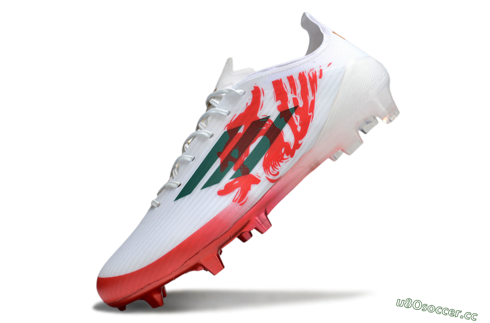Unisex Adidas F50 Elite FG Firm Ground Low-Tops Football Boots - White/Green/Red 5