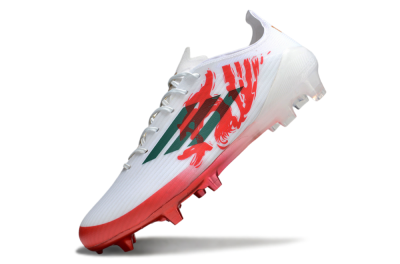 Unisex Adidas F50 Elite FG Firm Ground Low-Tops Football Boots - White/Green/Red