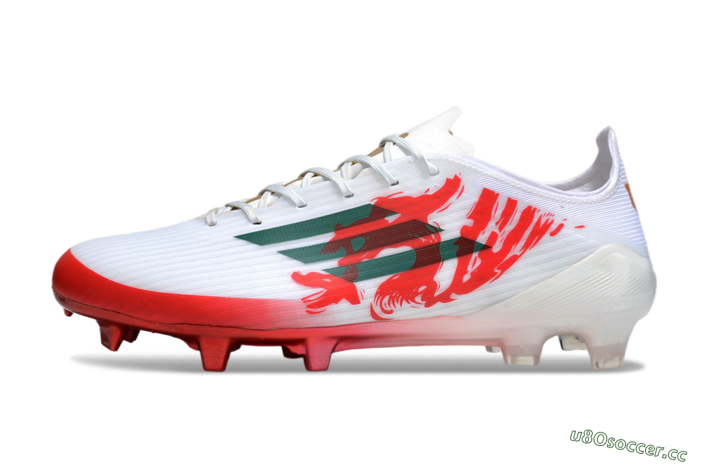 Unisex Adidas F50 Elite FG Firm Ground Low-Tops Football Boots - White/Green/Red 0
