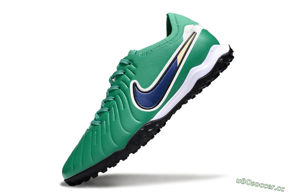Men's Nike Tiempo Legend 10 Pro TF Artificial Turf Low-Tops Football Shoes - Green/Blue/White 5