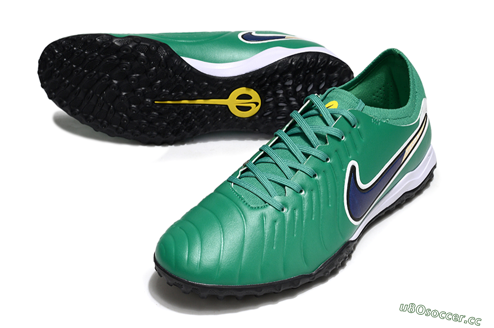 Men's Nike Tiempo Legend 10 Pro TF Artificial Turf Low-Tops Football Shoes - Green/Blue/White 3