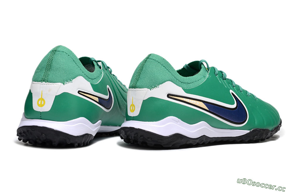 Men's Nike Tiempo Legend 10 Pro TF Artificial Turf Low-Tops Football Shoes - Green/Blue/White 6