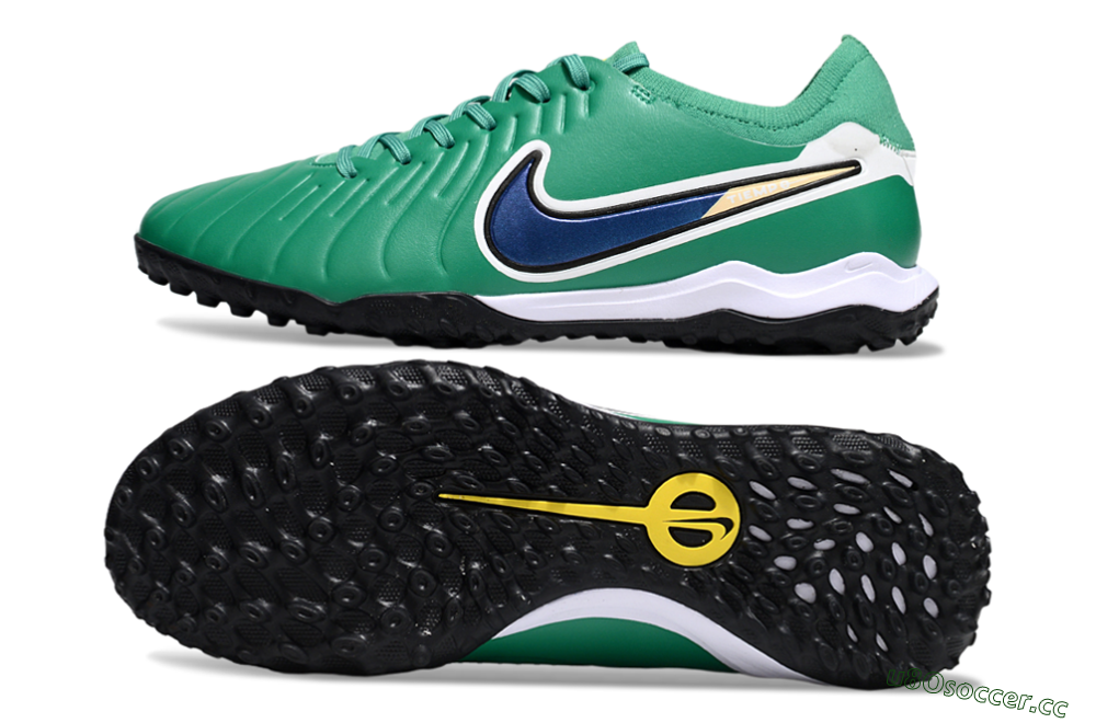 Men's Nike Tiempo Legend 10 Pro TF Artificial Turf Low-Tops Football Shoes - Green/Blue/White 1