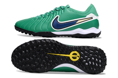 Men's Nike Tiempo Legend 10 Pro TF Artificial Turf Low-Tops Football Shoes - Green/Blue/White
