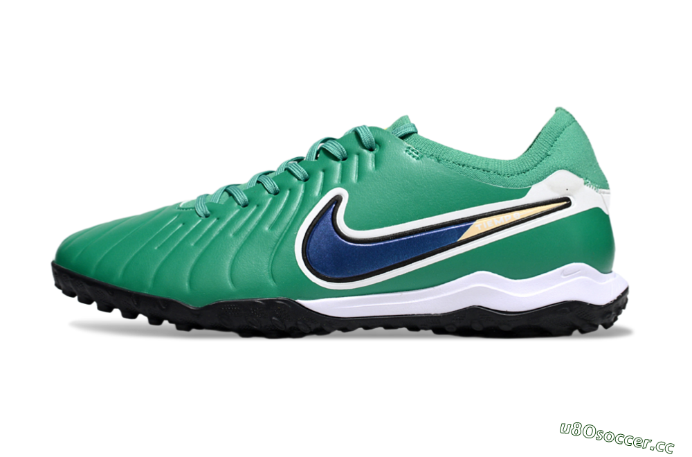 Men's Nike Tiempo Legend 10 Pro TF Artificial Turf Low-Tops Football Shoes - Green/Blue/White 0