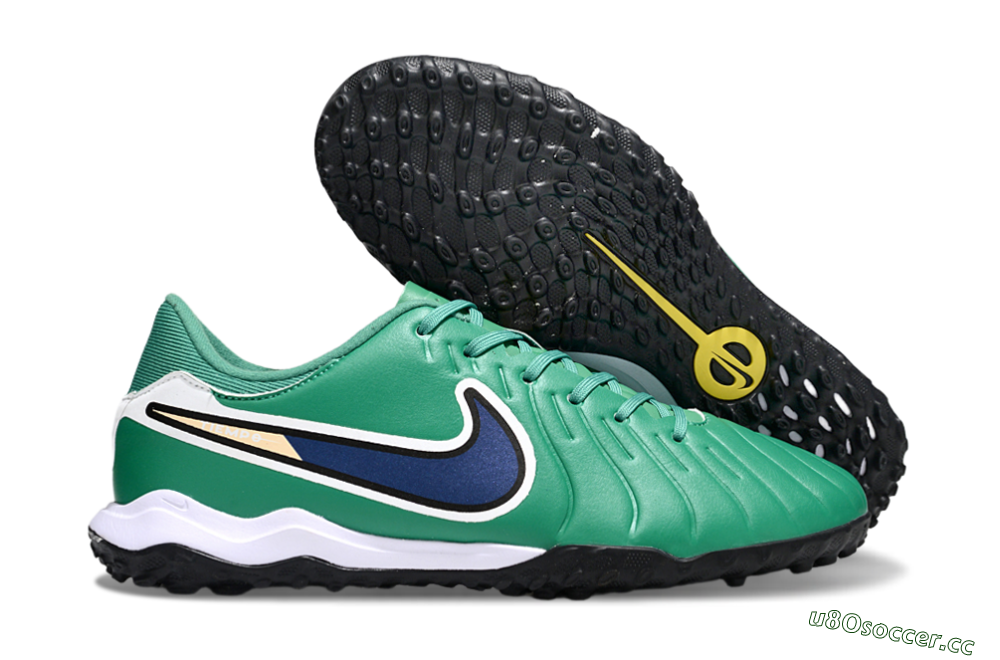 Men's Nike Tiempo Legend 10 Academy TF Artificial Turf Low-Tops Football Shoes - Green/Blue/White 2