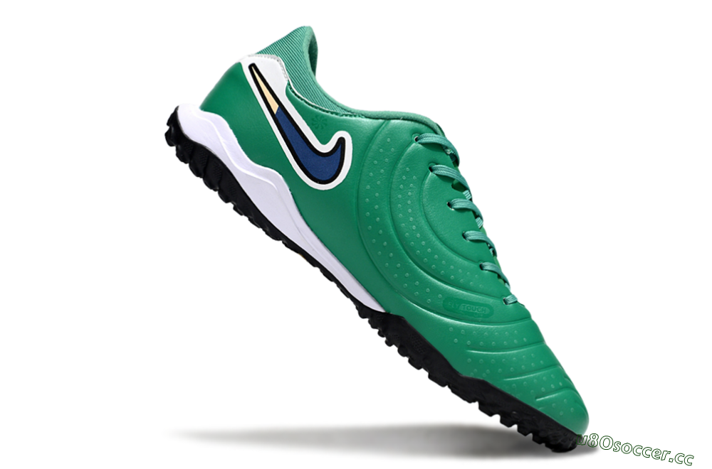 Men's Nike Tiempo Legend 10 Academy TF Artificial Turf Low-Tops Football Shoes - Green/Blue/White 4