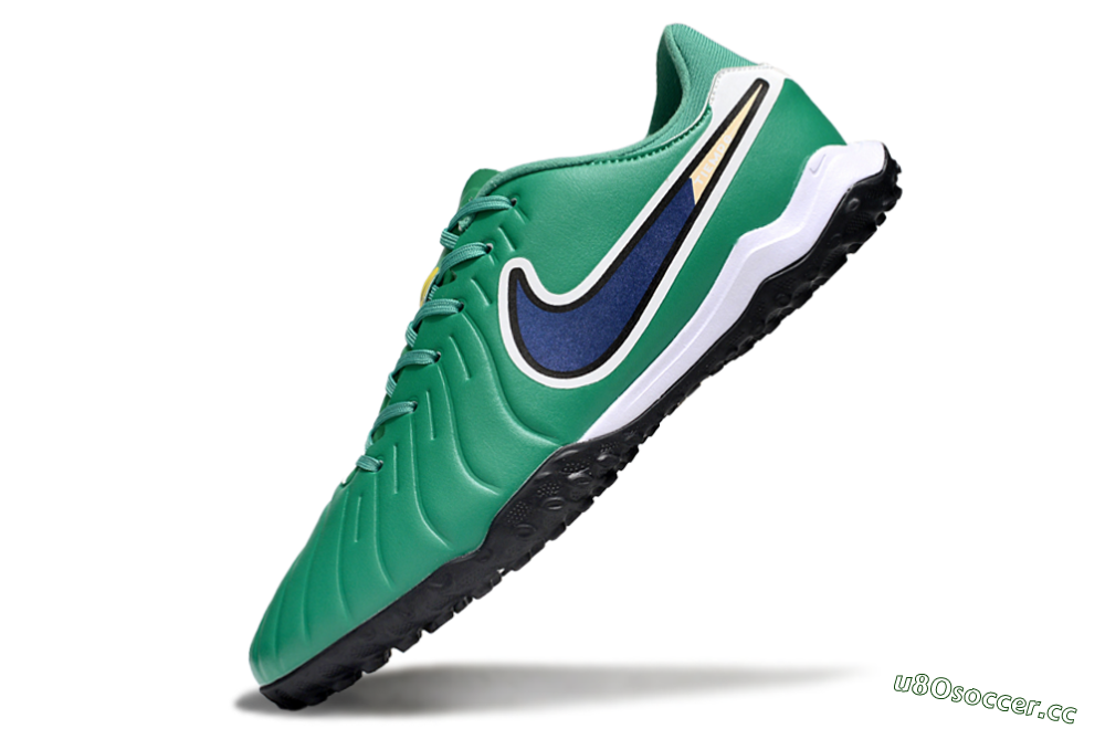 Men's Nike Tiempo Legend 10 Academy TF Artificial Turf Low-Tops Football Shoes - Green/Blue/White 5