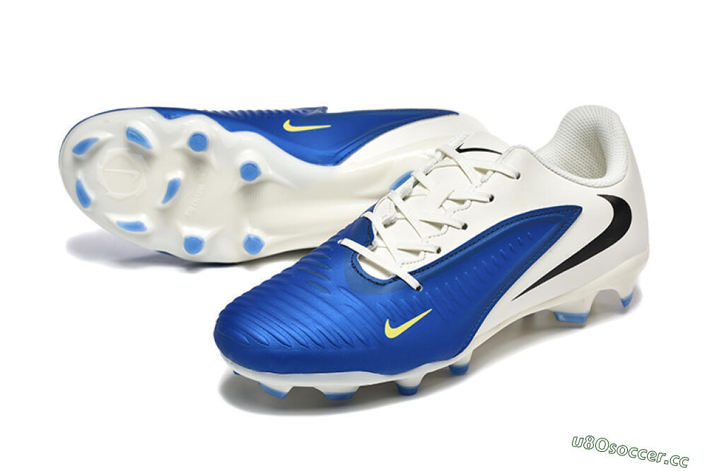 Men's Nike Phantom 6 Elite Low FG Firm Ground Low-Tops Football Boots - Blue/White/Black 3