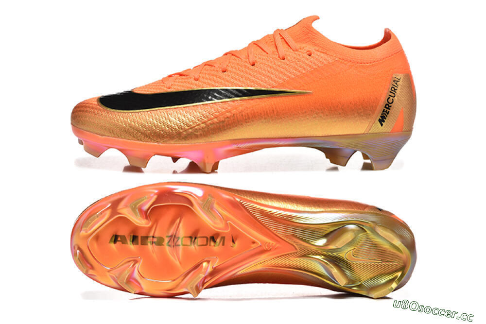 Men's Nike Air Zoom Mercurial Vapor 16 Elite FG Firm Ground Low-Tops Football Boots - Red/Black/Gold 1