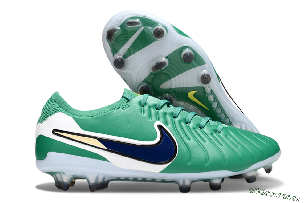 Men's Nike Tiempo Legend 10 Elite FG Firm Ground Low-Tops Football Boots - Green/Blue/Yellow 2