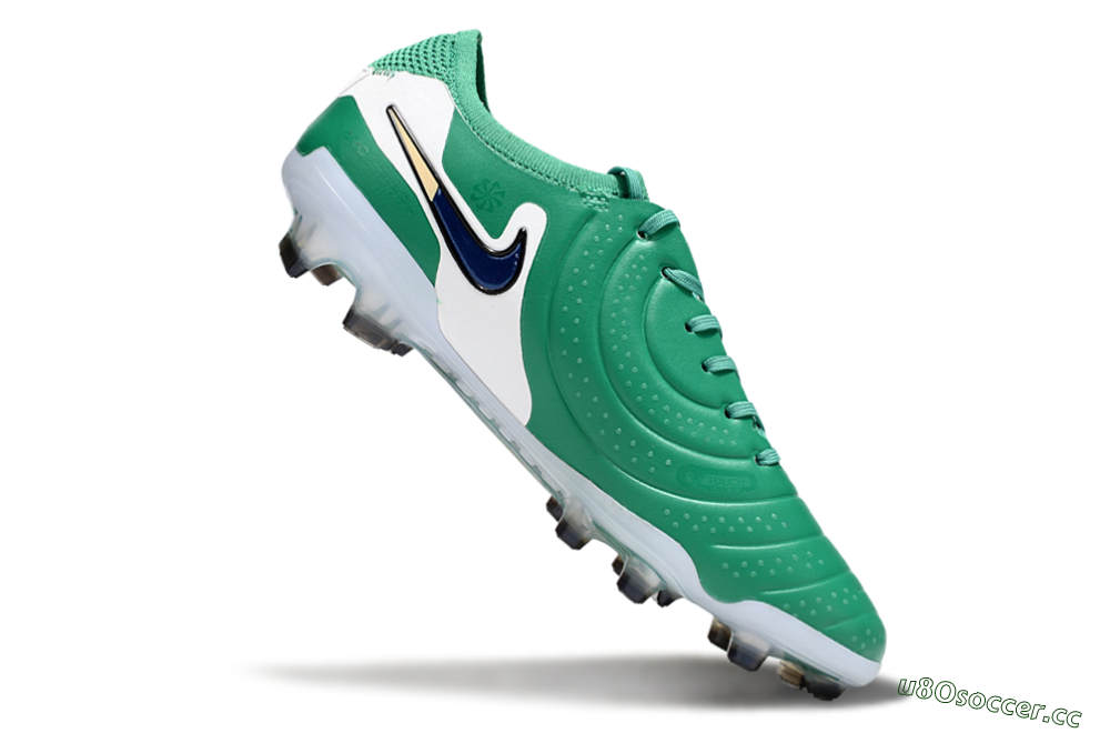 Men's Nike Tiempo Legend 10 Elite FG Firm Ground Low-Tops Football Boots - Green/Blue/Yellow 4
