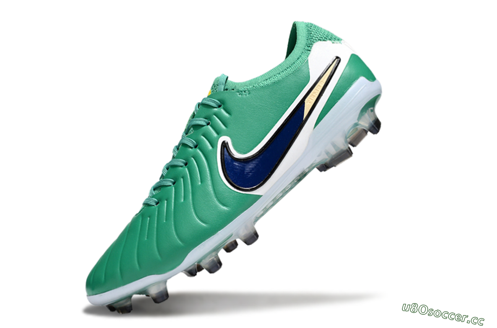 Men's Nike Tiempo Legend 10 Elite FG Firm Ground Low-Tops Football Boots - Green/Blue/Yellow 5