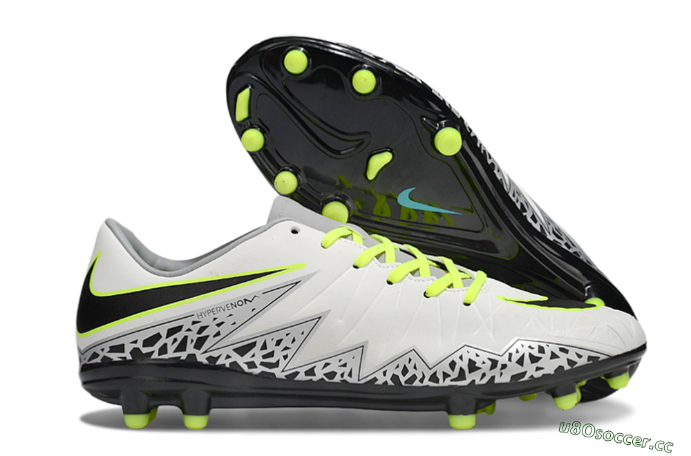 Men's Nike Hypervenom Phantom II RGN FG Firm Ground Low-Tops Football Boots - White/Grey/Black/Yellow 2