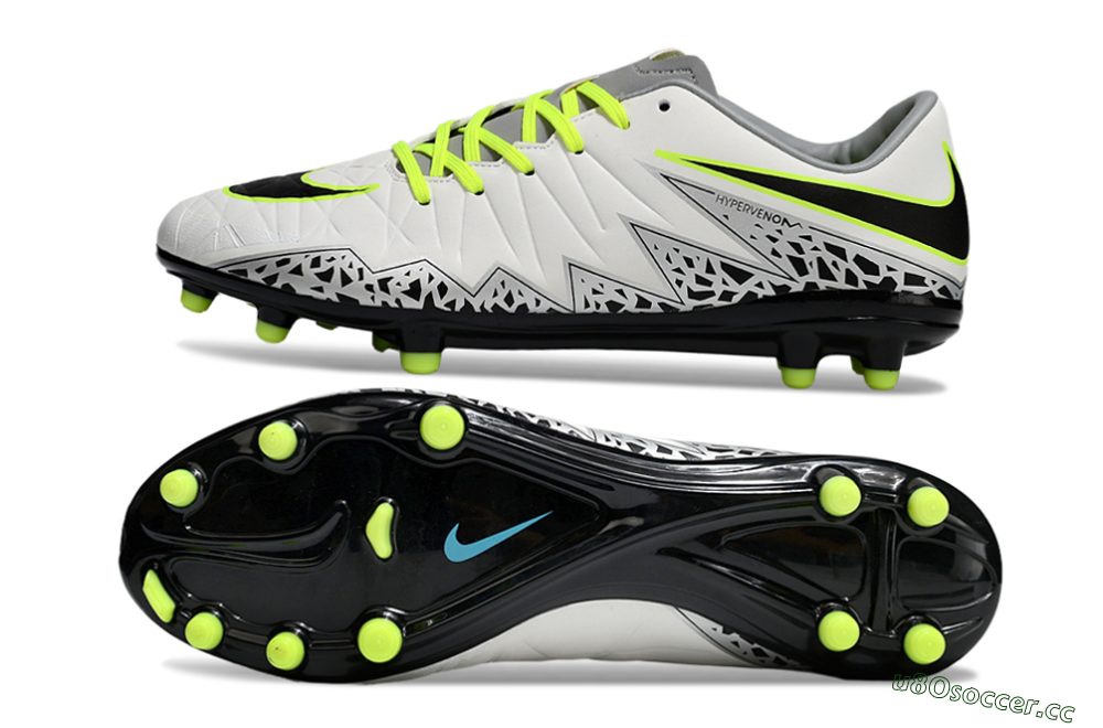 Men's Nike Hypervenom Phantom II RGN FG Firm Ground Low-Tops Football Boots - White/Grey/Black/Yellow 1