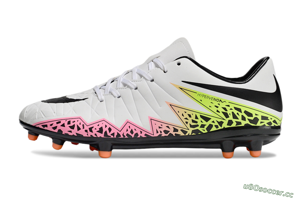 Men's Nike Hypervenom Phantom II RGN FG Firm Ground Low-Tops Football Boots - White/Pink/Yellow/Black 0