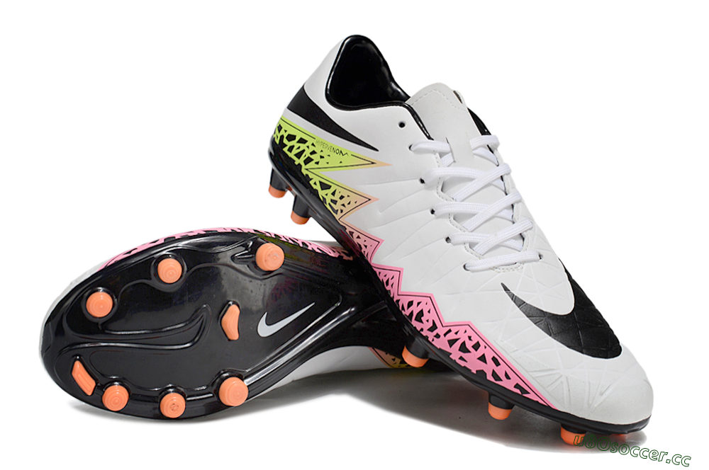 Men's Nike Hypervenom Phantom II RGN FG Firm Ground Low-Tops Football Boots - White/Pink/Yellow/Black 3