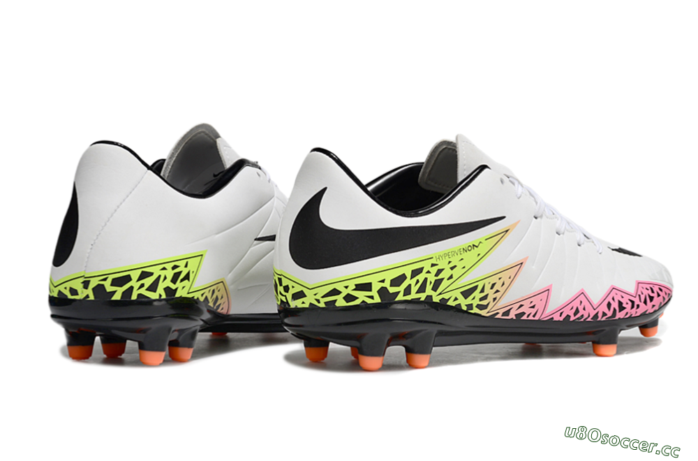 Men's Nike Hypervenom Phantom II RGN FG Firm Ground Low-Tops Football Boots - White/Pink/Yellow/Black 6