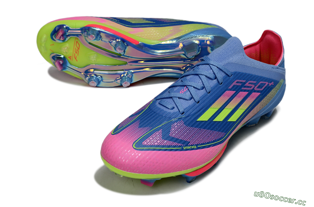 Unisex Adidas F50+ Lightstrike Pro FG Firm Ground Low-Tops Football Boots - Blue/Pink/Yellow 3