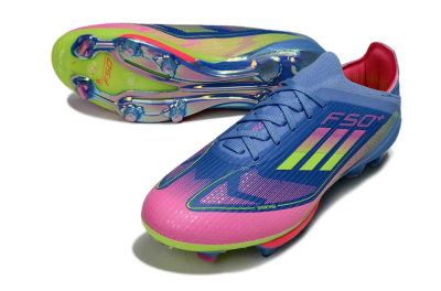 Unisex Adidas F50+ Lightstrike Pro FG Firm Ground Low-Tops Football Boots - Blue/Pink/Yellow