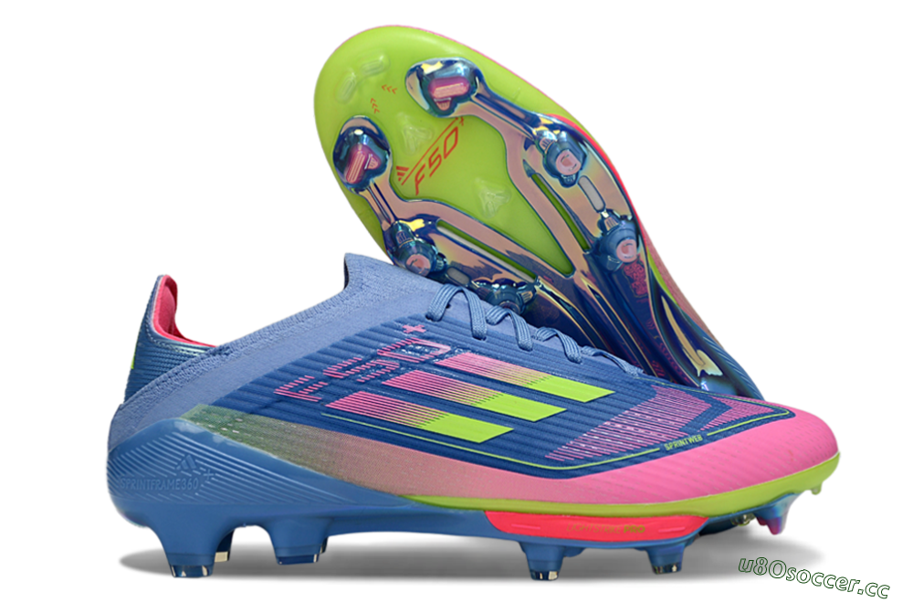 Unisex Adidas F50+ Lightstrike Pro FG Firm Ground Low-Tops Football Boots - Blue/Pink/Yellow 2