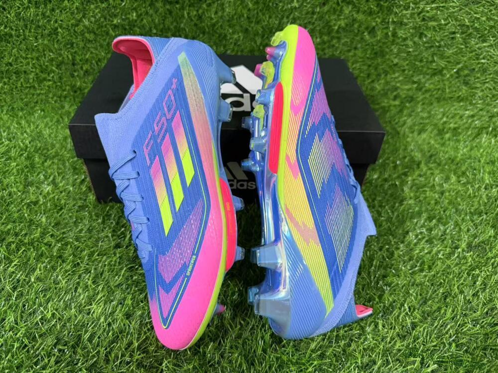 Unisex Adidas F50+ Lightstrike Pro FG Firm Ground Low-Tops Football Boots - Blue/Pink/Yellow