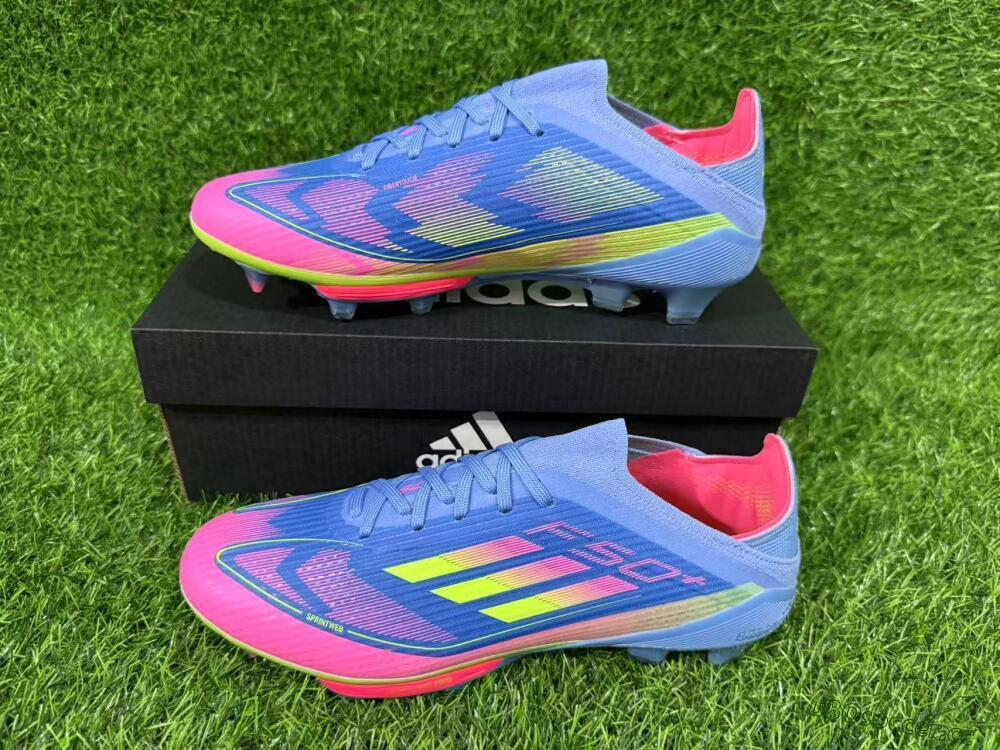 Unisex Adidas F50+ Lightstrike Pro FG Firm Ground Low-Tops Football Boots - Blue/Pink/Yellow