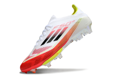 Unisex Adidas F50+ Lightstrike Pro FG Firm Ground Low-Tops Football Boots - White/Red/Black