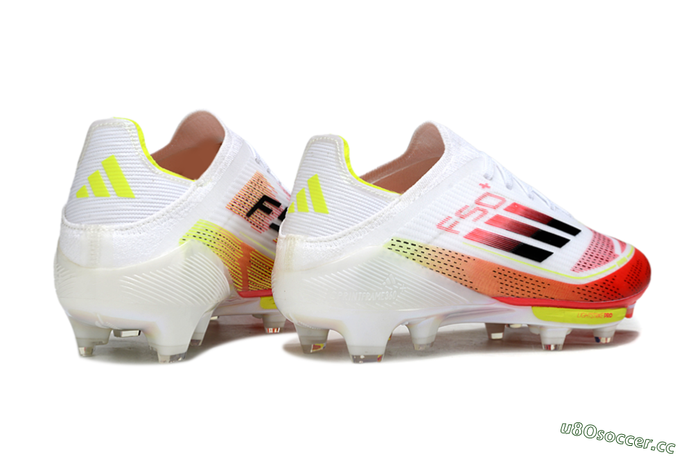 Unisex Adidas F50+ Lightstrike Pro FG Firm Ground Low-Tops Football Boots - White/Red/Black 7