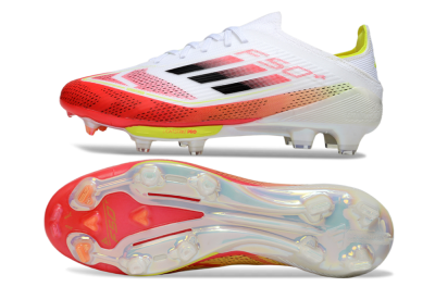 Unisex Adidas F50+ Lightstrike Pro FG Firm Ground Low-Tops Football Boots - White/Red/Black
