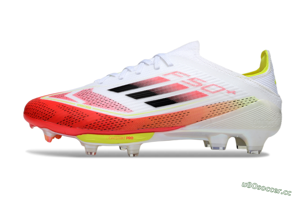 Unisex Adidas F50+ Lightstrike Pro FG Firm Ground Low-Tops Football Boots - White/Red/Black 0