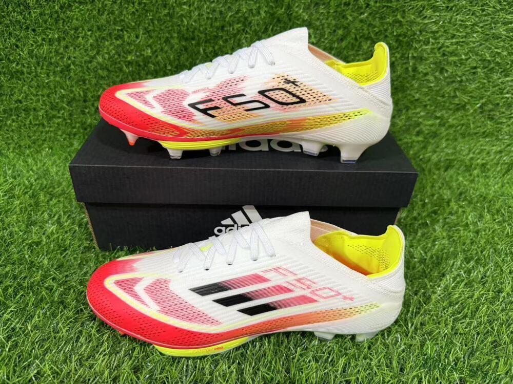 Unisex Adidas F50+ Lightstrike Pro FG Firm Ground Low-Tops Football Boots - White/Red/Black