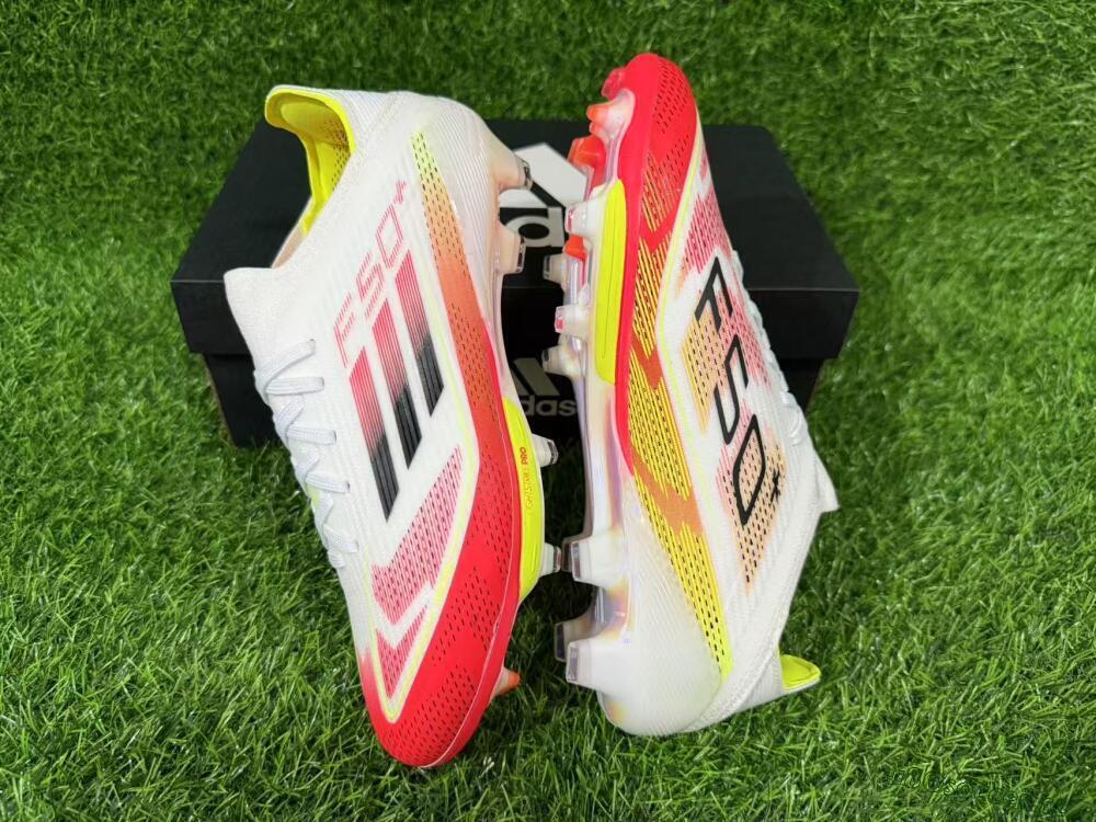 Unisex Adidas F50+ Lightstrike Pro FG Firm Ground Low-Tops Football Boots - White/Red/Black