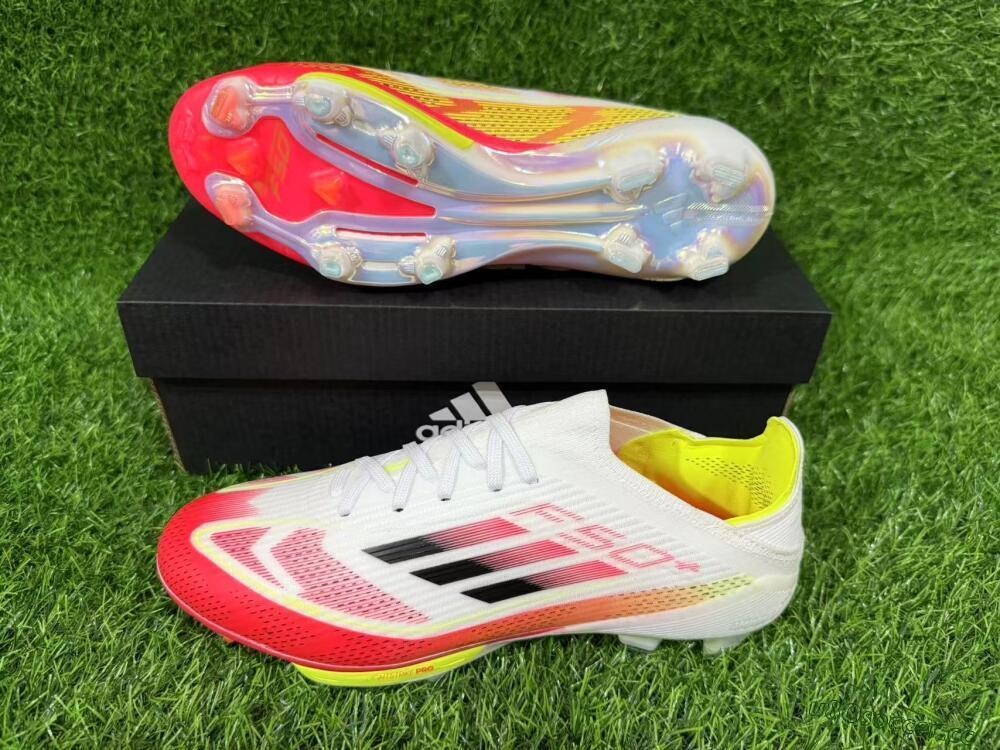 Unisex Adidas F50+ Lightstrike Pro FG Firm Ground Low-Tops Football Boots - White/Red/Black