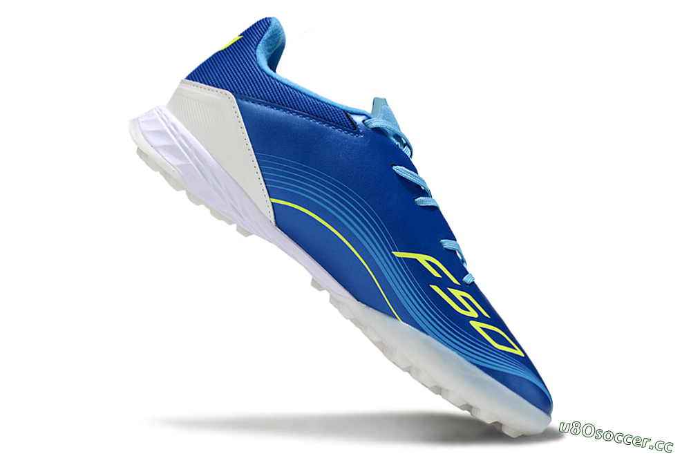 Men's Messi x Adidas F50 Pro TF Artificial Turf Low-Tops Football Shoes - Blue/Yellow/White 4
