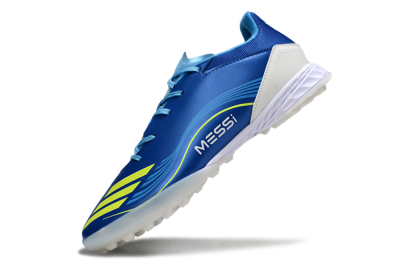 Men's Messi x Adidas F50 Pro TF Artificial Turf Low-Tops Football Shoes - Blue/Yellow/White
