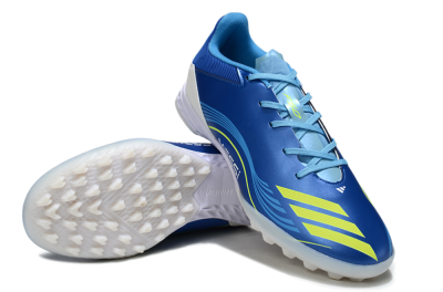 Men's Messi x Adidas F50 Pro TF Artificial Turf Low-Tops Football Shoes - Blue/Yellow/White
