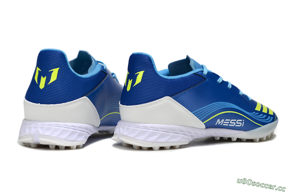 Men's Messi x Adidas F50 Pro TF Artificial Turf Low-Tops Football Shoes - Blue/Yellow/White 6