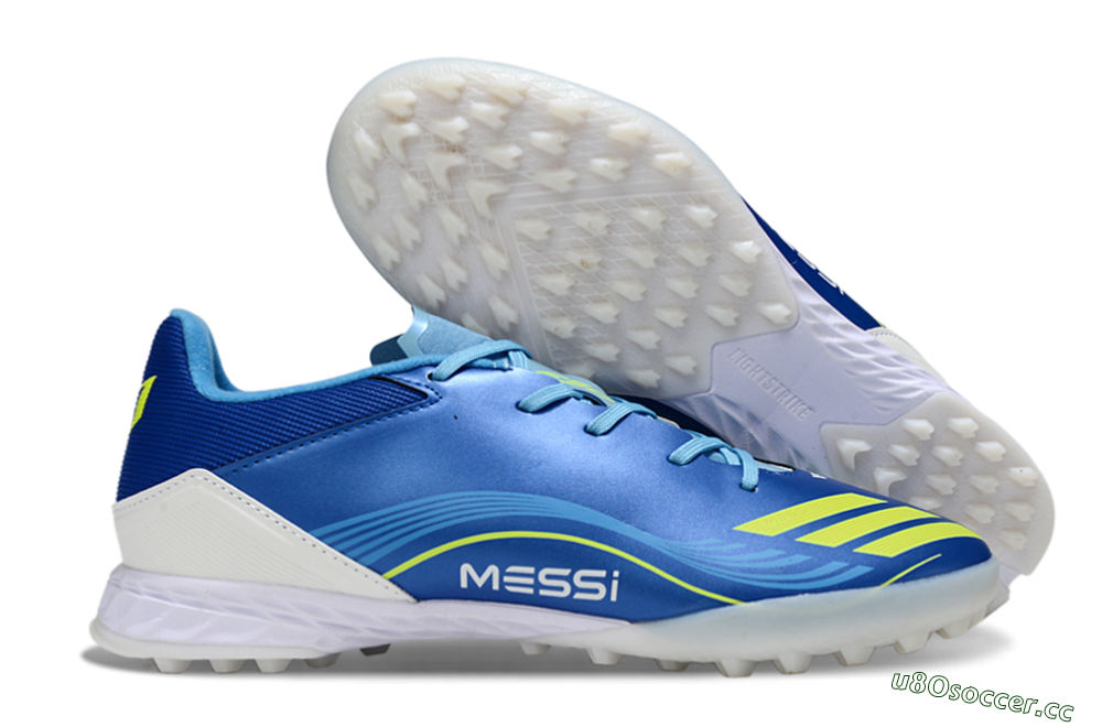 Men's Messi x Adidas F50 Pro TF Artificial Turf Low-Tops Football Shoes - Blue/Yellow/White 2