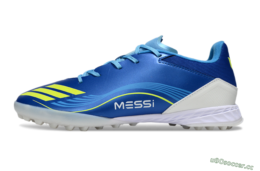 Men's Messi x Adidas F50 Pro TF Artificial Turf Low-Tops Football Shoes - Blue/Yellow/White 0