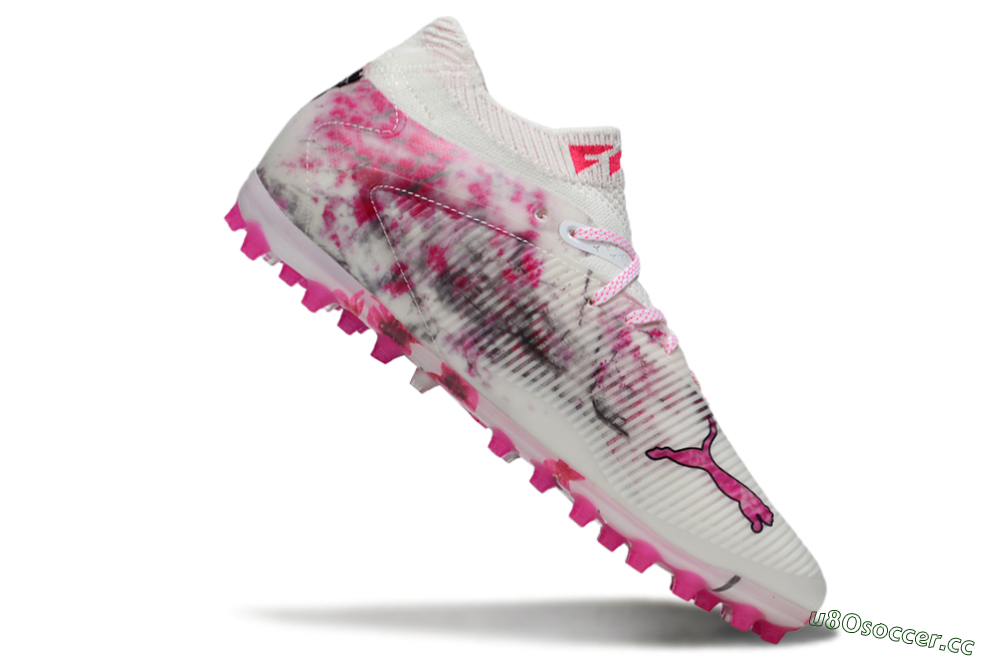 Men's Puma Future 8 Ultimate MG Multi Ground Low-Tops Football Boots - White/Pink/Silver 4