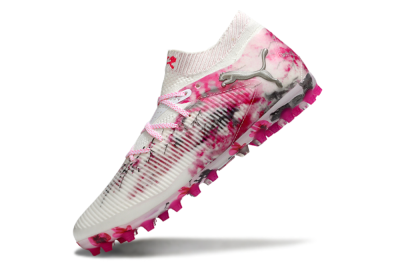 Men's Puma Future 8 Ultimate MG Multi Ground Low-Tops Football Boots - White/Pink/Silver